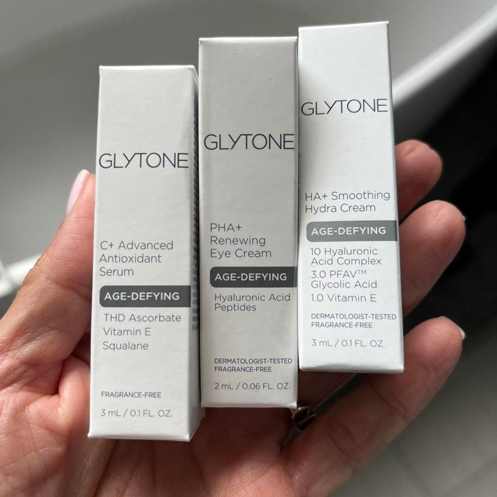 Glytone Age Defying 3pc Sample Set Serum Eye Cream NEW